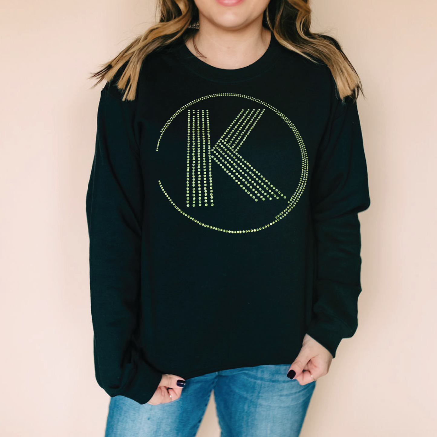 K Pro Logo Sage Bling Crewneck