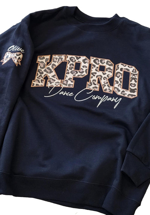 KPro Dance Company Cheetah Embroidered Crew