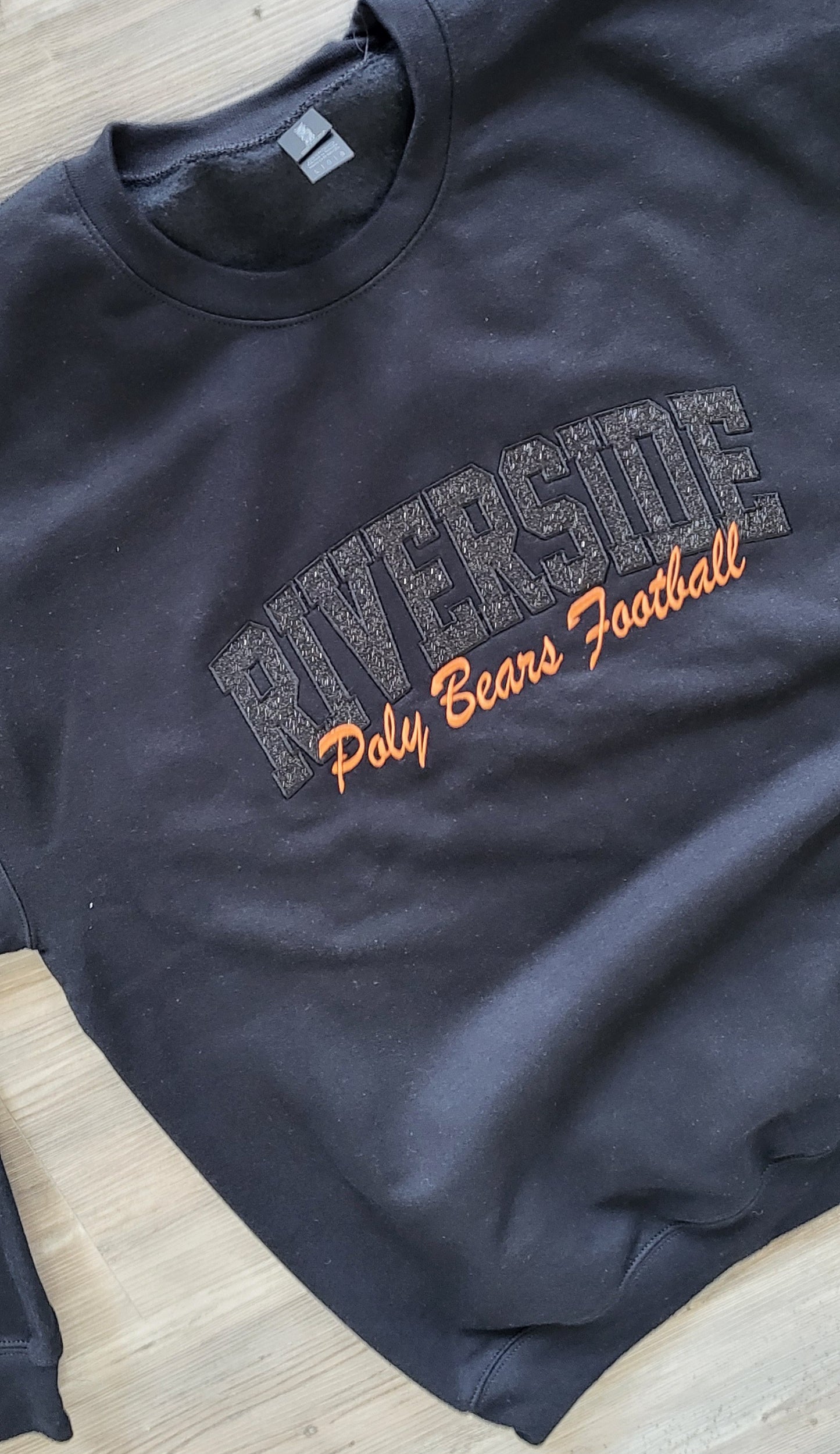 Poly Bears Football Glitter Embroidery Crew Sweatshirt