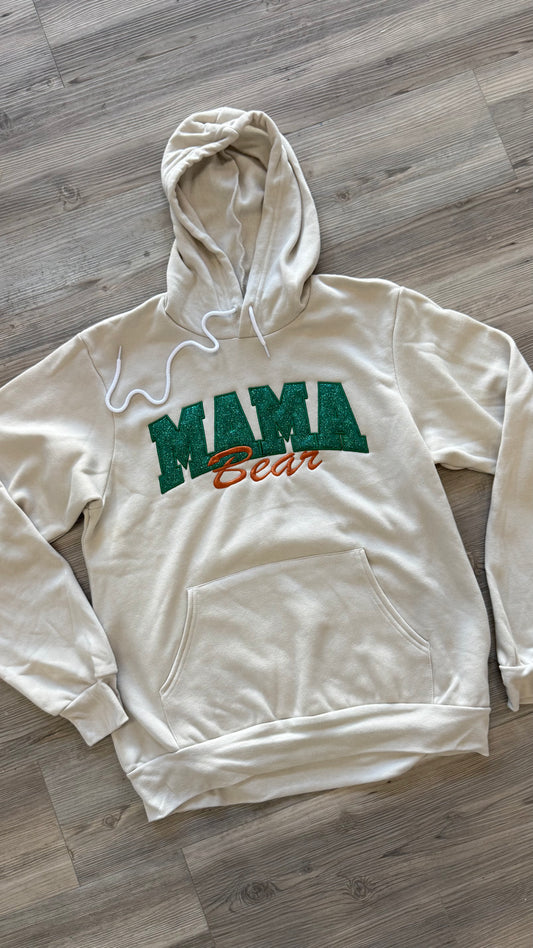 Mama Bear Glitter Embroidery Hoodie